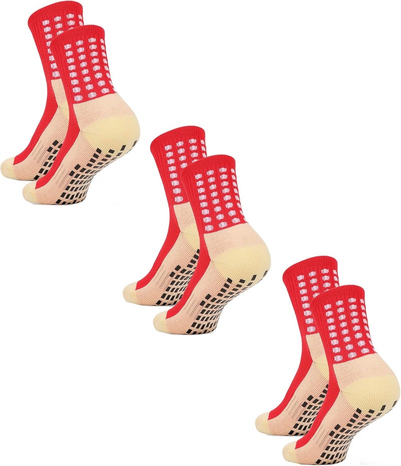 Jerucars Kids Grip Soccer Socks Anti Slip Football Athletic Sports Crew Socks for 8-12 Years Youth Boys Girls - Image 1